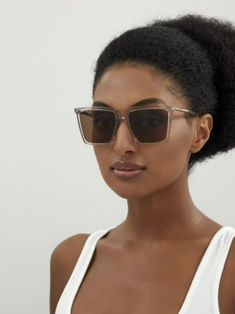 SAINT LAURENT SL474 003 NUDE SQUARE BROWN SUNGLASSES